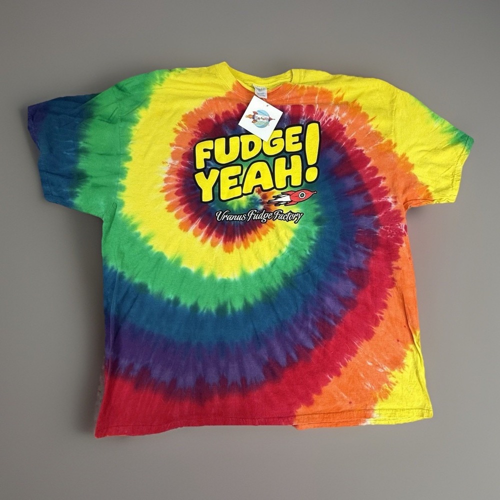 Uranus Fudge Factory Tie Dye T-shirt Fudge Yeah! Mens 3XL Port & Company
